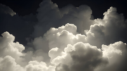 fluffy white clouds against a sunshine breaking through Blue clouds and black sky background,