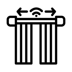 Voice-Controlled Curtains Line Icon of Smart Blinds & Curtains Icon Set