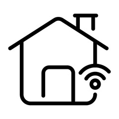 Smart Home Connection Line Icon of Home Network & Wi-Fi Icon Set