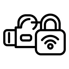 Secure Cloud Sync Line Icon of Photography Gear Icon Set
