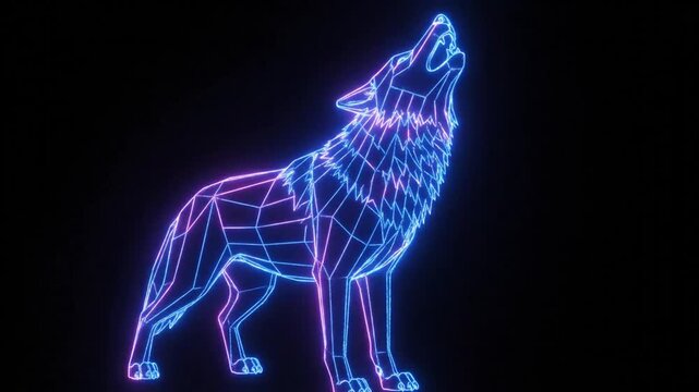 Neon Wolf: Low Poly Howl -  Cyberpunk Animal Animation