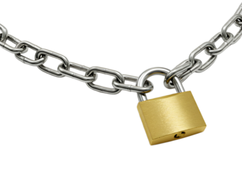 A secure lock and chain, symbolizing safety, security, and protection against unauthorized access