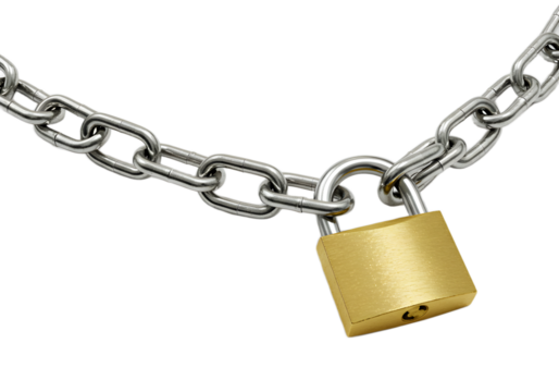 A secure lock and chain, symbolizing safety, security, and protection against unauthorized access