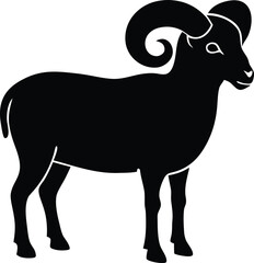 ram male sheep silhouette vector, wildlife horn icon illustration
