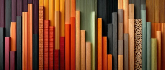 Obraz premium Abstract graphic of vertical bars in warm, varied colors