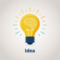 A lightbulb with a brain inside, symbolizing idea generation, innovation, and creative thinking