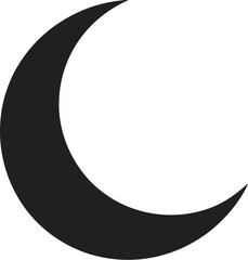 Stylized Black Crescent Moon with Scattered White Stars  Digital Artwork of a Minimalist Night Sky in Simple Graphic Style