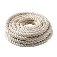 Coiled white rope on transpart background