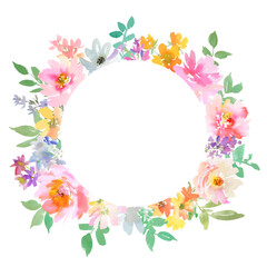 Abstract hand painted watercolor botanical title frame for wedding invitation, post card. Vector file.