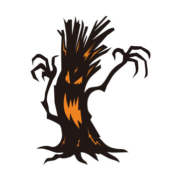 silhouette of moster tree halloween icon