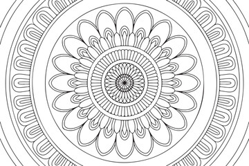 Ornamental Sunflower Mandala with Floral Vines – Coloring Page Design