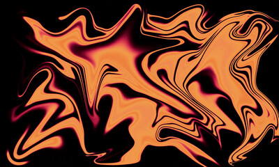 Abstract digital art piece featuring swirling orange and red colors against a black background.