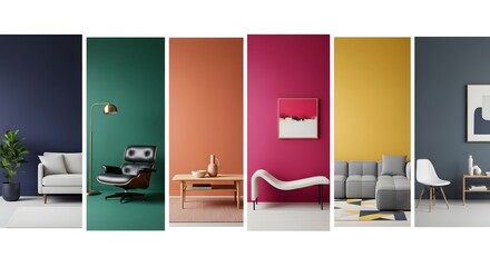 Photo of stylish interior design ideas showcasing modern furniture and bold color palettes