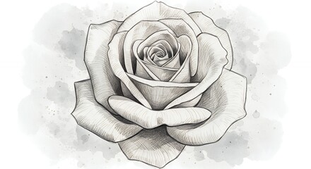Detailed grayscale rose illustration