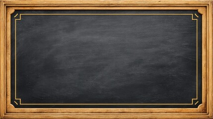Elegant wooden frame surrounding a textured black chalkboard surface, ideal for educational or creative presentations in rustic styles.