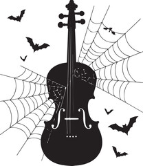 Halloween violin spider web silhouette vector © Masud