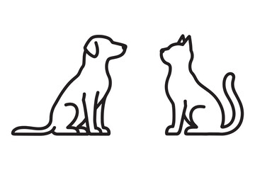Dog and cat outline facing each other