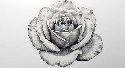 Detailed pencil drawing of a rose