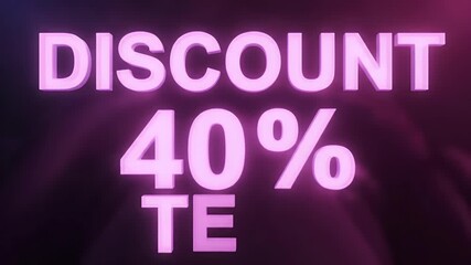 Dynamic 40% Discount Banner with Luminous Pink Typography