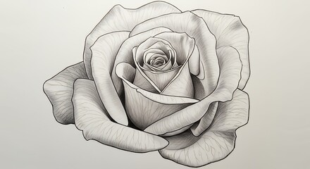 Detailed pencil drawing of a rose