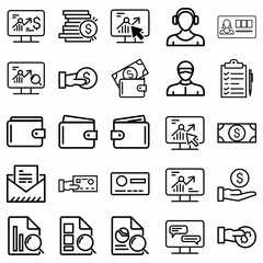 business icons set, set of business icons, business and finance icons