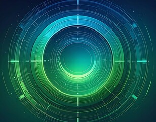 Abstract concentric circles in teal and green (1)