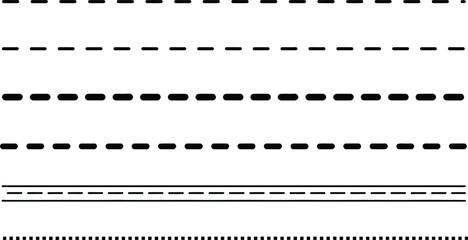 Obraz premium Collection of Dashed and Dotted Lines on White Background