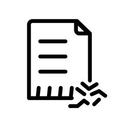 Paper Document Being Torn Line Icon of Shredding Documents Icon Set