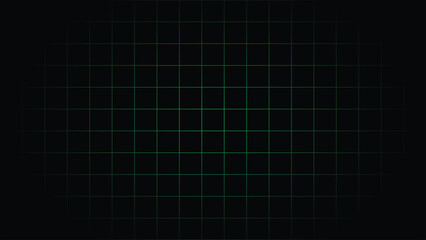 Green grid pattern on a black background, creating a sense of depth and perspective in a simple design
