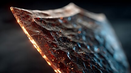 Close-up of Ancient Obsidian Stone Tool