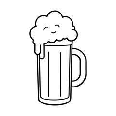 A fun beer lager coloring page featuring a frothy pint glass with bubbles and rich detail, perfect for adults who enjoy relaxing with creative and festive designs.
