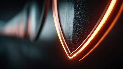 Abstract Neon Lines on Dark Metallic Surface