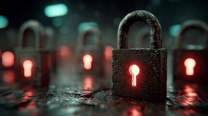 Cyber Security: Padlocks Representing Data Protection