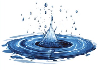 Water splash, ripples, and droplets