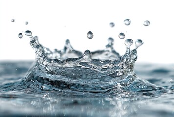 Water splash crown on white background