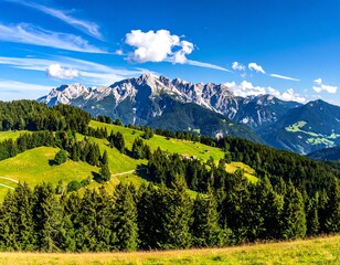Panoramic mountain landscape with rolling hills