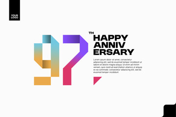 Number 97 logo icon design, 97th birthday logo number, anniversary 97