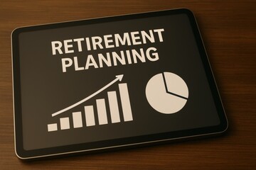 Life insurance retirement planning future financial. Retirement planning concept with graphs and charts on a digital tablet.
