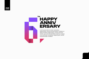 Fototapeta premium Number 6 logo icon design, 6th birthday logo number, anniversary 6