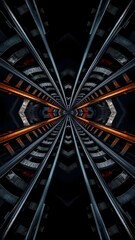 Abstract art of railway tracks expressed as symmetrical patterns