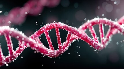 Red Dna Double Helix Structure On Dark Background For Scientific Visualization