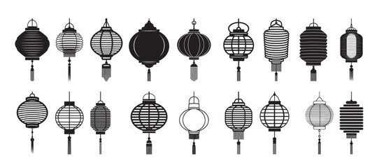 chinese lantern silhouette white background