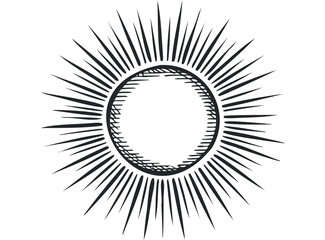 Fototapeta premium Hand Drawn Sunburst Emblem on White Background. Vector hand drawn illustration