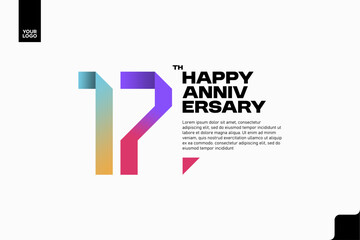 Number 17 logo icon design, 17th birthday logo number, anniversary 17
