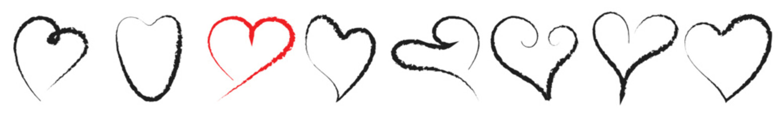 Doodle Hearts With Charcoal Pencil Texture