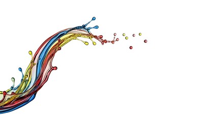 Dynamic Multi-Colored Liquid Splash Arc on White Background, Abstract Art