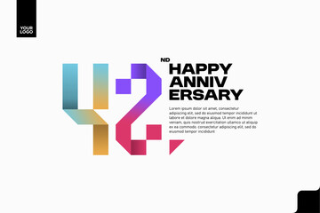 Number 42 logo icon design, 42nd birthday logo number, anniversary 42