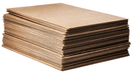 cardboard sheets creating a neat stack on white background