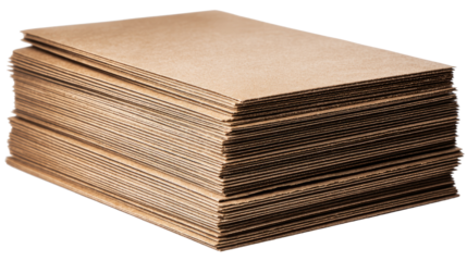cardboard sheets creating a neat stack on white background