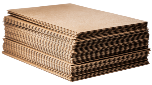 cardboard sheets creating a neat stack on white background